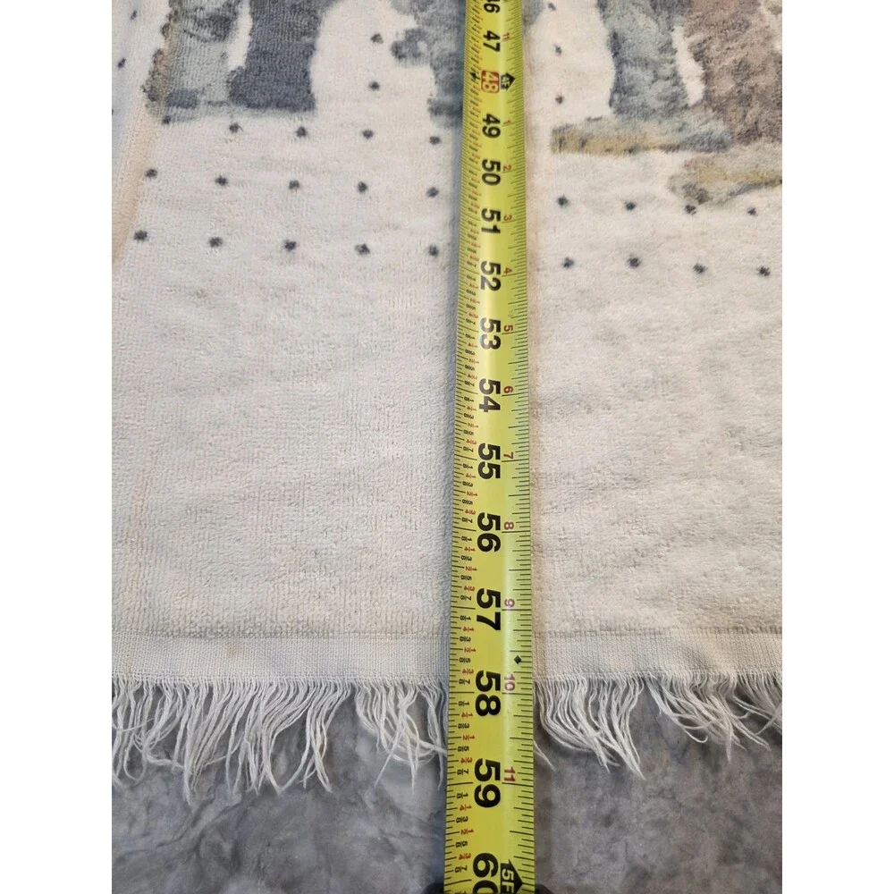 Vintage Safari Animal Bath Beach Towel Lion Zebra Elephant Cheetah Fringe 34x58